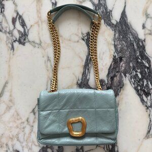 SONGMONT | Blue/Green Quilted Leather Shoulder Bag